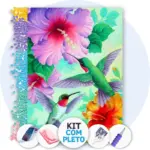 Beija-flor entre Hibiscos - Kit Pintura com Cristais