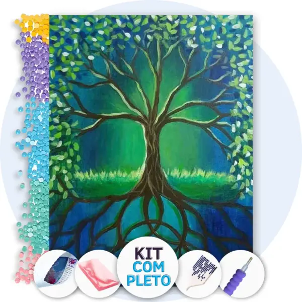 Bela Árvore de Raízes - Kit Pintura com Cristais