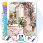 Bicicleta Rosa Delicada - Kit Pintura com Cristais