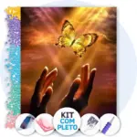 Borboleta Celeste Radiante - Kit Pintura com Cristais