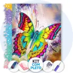 Borboleta Colorida Vibrante - Kit Pintura com Cristais