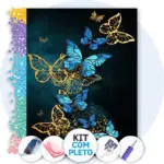 Borboletas Azuis - Kit Pintura com Cristais