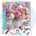 Buquê de Rosas Delicadas - Kit Pintura com Cristais