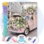 Carro Rosa Delicado - Kit Pintura com Cristais