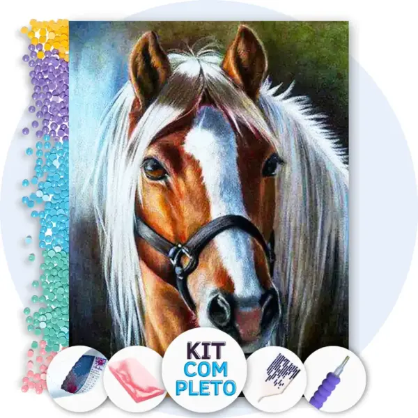 Cavalo Marrom Sedutor - Kit Pintura com Cristais