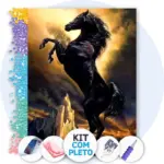 Cavalo Preto Majestoso - Kit Pintura com Cristais