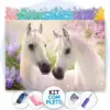 Cavalos Brancos e Flores - Kit Pintura com Cristais