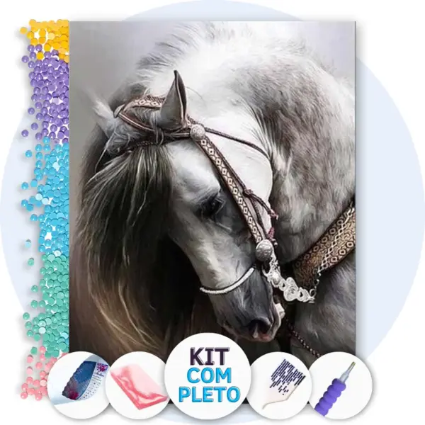 Cavalos Brancos Encantadores - Kit Pintura com Cristais