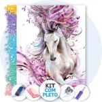 Cavalos Encantadores Rosa - Kit Pintura com Cristais