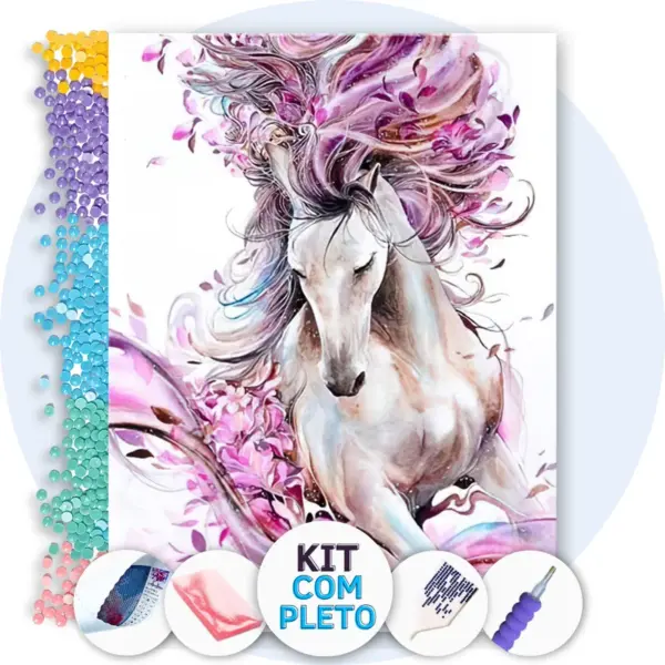 Cavalos Encantadores Rosa - Kit Pintura com Cristais