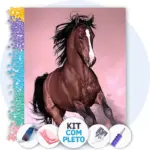 Cavalos Marrons Encantadores - Kit Pintura com Cristais