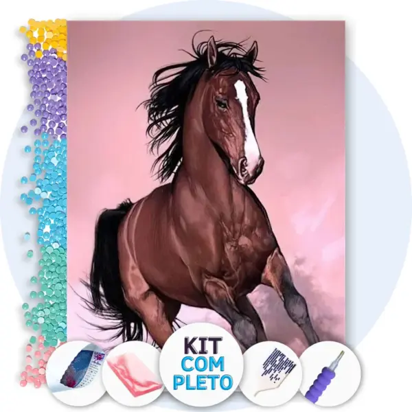 Cavalos Marrons Encantadores - Kit Pintura com Cristais
