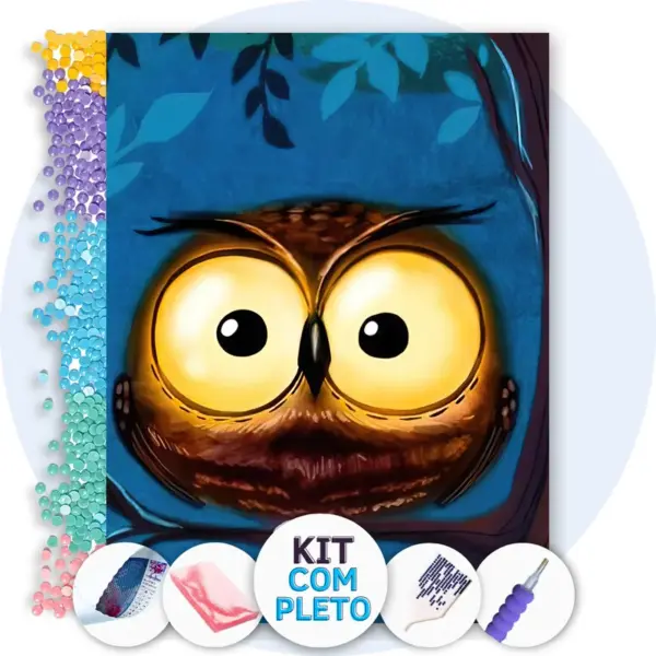 Corujinha Fofa Olhuda - Kit Pintura com Cristais