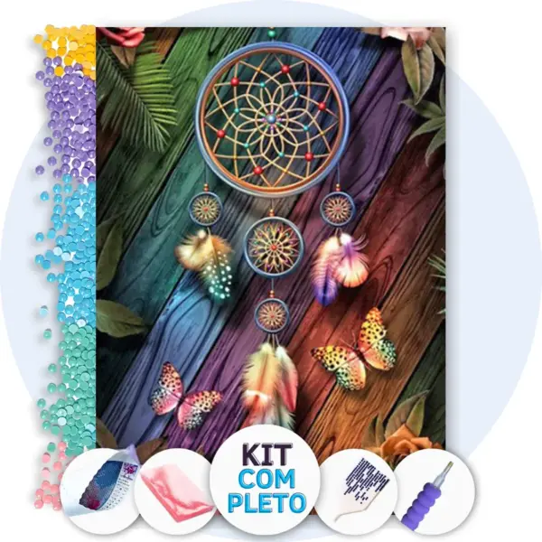 Filtro dos Sonhos Vibrante - Kit Pintura com Cristais