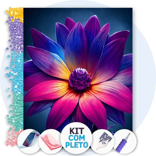 Flor Violeta Fascinante - Kit Pintura com Cristais