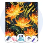 Flores de Fogo Vibrantes - Kit Pintura com Cristais