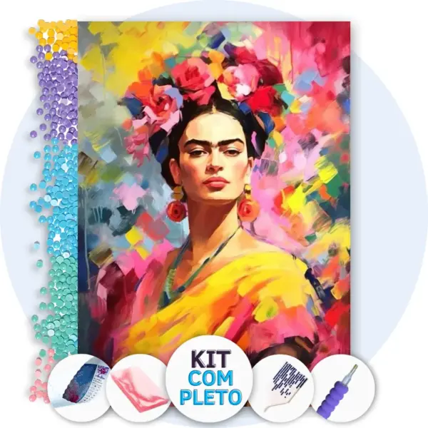 Frida Kahlo em Cores - Kit Pintura com Cristais