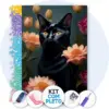 Gato Preto entre Flores - Kit Pintura com Cristais