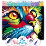 Gato Vibrante - Kit Pintura com Cristais