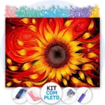 Girassol de Fogo - Kit Pintura com Cristais
