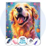 Labrador em Felicidade Florida - Kit Pintura com Cristais