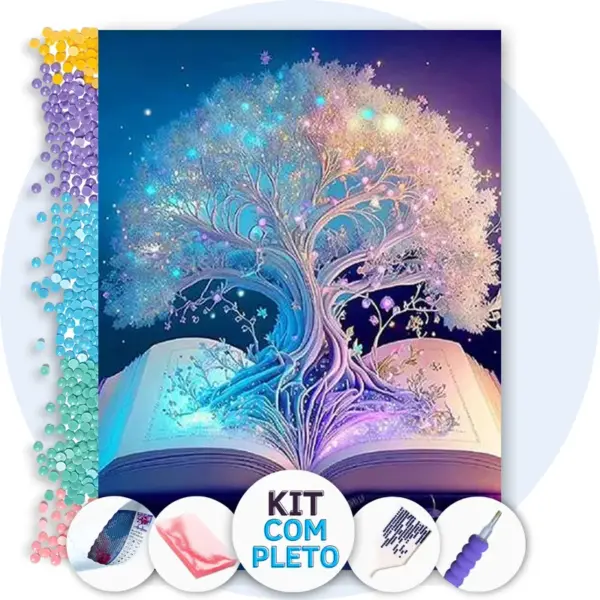 Livro Mágico Árvore Branca - Kit Pintura com Cristais