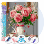 40x50cm - Buquê de Rosas - Kit Pintura com Cristais