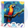 40x50cm - Arara na Noite Estrelada - Kit Pintura com Cristais