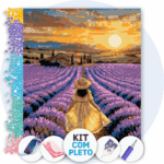 40x50cm - Lavanda ao Entardecer - Kit Pintura com Cristais