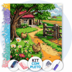 40x50cm - Manhã no Sítio - Kit Pintura com Cristais