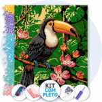 40x50cm - Tucano entre flores - Kit Pintura com Cristais