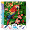 40x50cm - Arara entre flores - Kit Pintura com Cristais