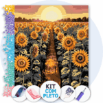 40x50cm - Caminho dos Girassóis - Kit Pintura com Cristais