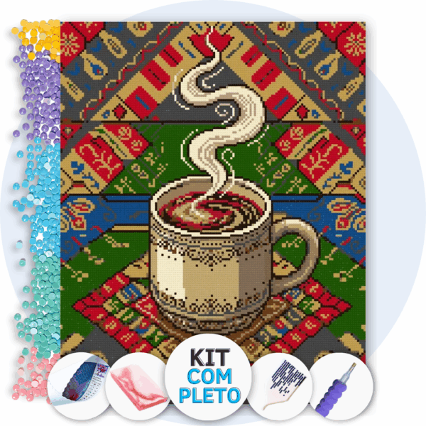 40x50cm - Café Místico - Kit Pintura com Cristais