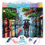 40x30cm - Encontro na Chuva - Kit Pintura com Cristais