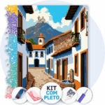 30x40cm - Rua Colonial na Serra - Kit Pintura com Cristais