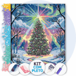 40x50cm - Árvore Boreal do Arco-Íris - Kit Pintura com Cristais
