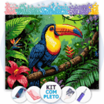 50x40cm - Canto de Asa Dourada - Kit Pintura com Cristais