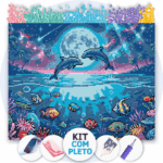 50x40cm - Canção do Luar Marinho - Kit Pintura com Cristais
