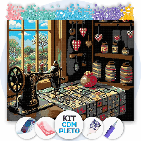 50x40cm - Retalhos de Memória - Kit Pintura com Cristais