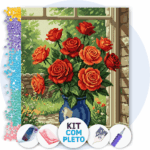 40x50cm - Alvorada de Pétalas - Kit Pintura com Cristais