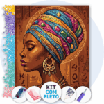 40x50cm - Alma de Ébano e Ouro - Kit Pintura com Cristais