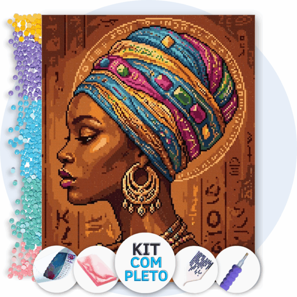 40x50cm - Alma de Ébano e Ouro - Kit Pintura com Cristais