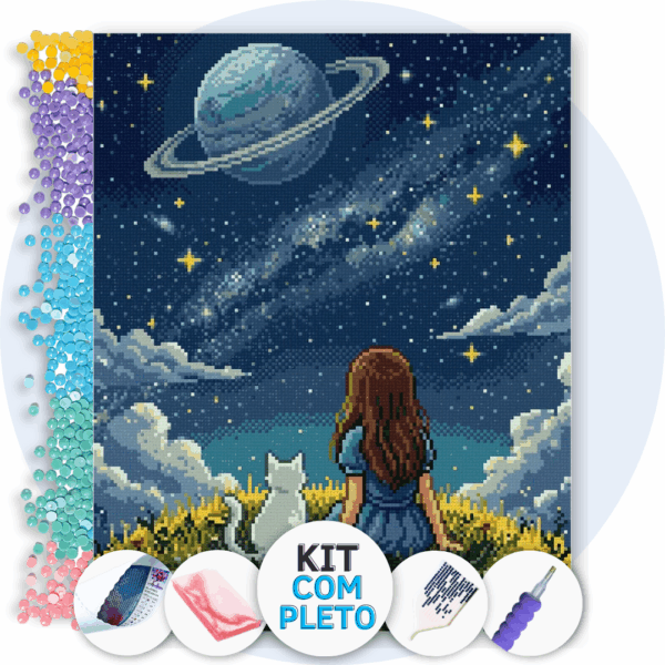 40x50cm - Segredos do Firmamento - Kit Pintura com Cristais