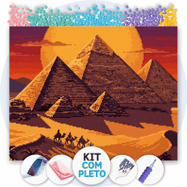50x40cm - Crepúsculo das Pirâmides - Kit Pintura com Cristais