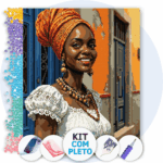 40x50cm - Baiana no Pelourinho - Kit Pintura com Cristais