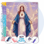 40x50cm - Coração Celeste - Kit Pintura com Cristais