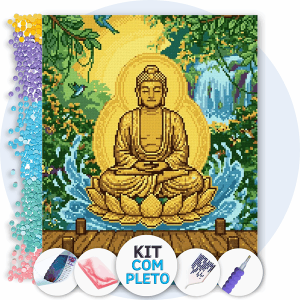 40x50cm - Buda Silencioso - Kit Pintura com Cristais