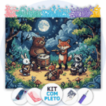 40x30cm - Serenata da Lua na Clareira - Kit Pintura com Cristais