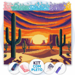 50x40cm - Por do Sol Esplêndido - Kit Pintura com Cristais